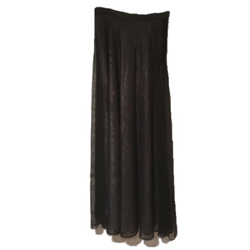 Long Black Chiffon over Champagne Evening Skirt